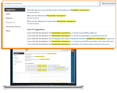 Westlaw Edge - WestSearch Plus search step one